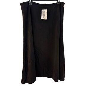 Calvin Klein Womens Size 16 Black A-Line Midi Skirt Hidden Side Zipper Polyester